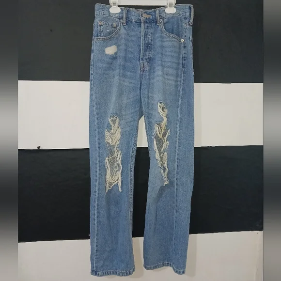 Aeropostale Women 90's baggy medium blue destroyed jeans - Picture 4 of 15